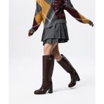 Deri Görünümlü Topuklu Çizme TW6250035021035 - Bordo