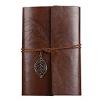 Deri Günlükler, Doldurulabilir Klasik Kabartmalı Retro Kolye Ucu Spiral Ciltli Defter Seyahat Günlüğü için, Kadın, Erkek, Hediye Açık Kahverengi