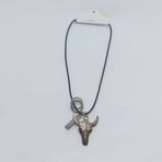 DERİ İPLİ BAKIR RENK METAL ERKEK KOLYE MODEL 05