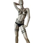 Deri Jartiyer Siyah Harness Takım - Brf451