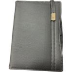 Deri Kaplı 17 x 24 Uzun Kilitli Defter - Siyah