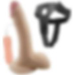 Deri Kemerli 20 cm 10 Mod Titreşim Ten Hissiyatı Takma Dildo Belden Bağlamalı Realistik Vibratör