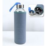 Deri Kılıflı 500Ml Cam Matara (Mavi)