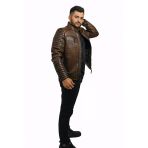 Deri Mont Taba Rengi Erkek Ceket Hakiki Kuzu Derisi Büyük Beden Brad Taba 9Xl