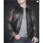 Deri Work Hakiki Deri Gomlek Yakali Siyah Erkek Deri Blazer Ceket - 3XL - 0 - Siyah