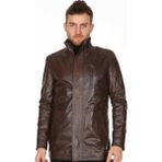 Deri Work Hakiki Deri Kahverengi Cep Işlemeli Erkek Deri Ceket - 3XL - 0-Kahverengi