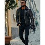 Deri Work Hakiki Deri Kürk Yaka Siyah Erkek Deri Mont Yandan Cepli Deri Ceket - 5XL - 0 - Siyah
