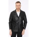 Deri Work Hakiki Deri Siyah Blazer Cepli Erkek Deri Ceket - XL - 0 - Siyah