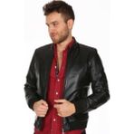 Deri Work Hakiki Deri Siyah Kolej Beli Lastikli Erkek Deri Ceket - 2XL - 0 - Siyah