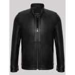 Deri Work Hakiki Kuzu Derisi Siyah Erkek Deri Mont Düz Slim Fit Hakim Yaka Deri Ceket - XL - 0 - Siyah