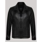 Deri Work Hakiki Kuzu Derisi Siyah Erkek Deri Mont Gömlek Yaka Düz Kesim Deri Ceket - 0 - Siyah - 3XL