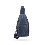 Deribond Hakiki Deri Erkek Çapraz Göğüs Çantası - Çok Bölmeli Body Bag Sling Bag Lacivert
