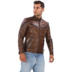 Deriburada Erkek Deri Lastik Detaylı Hakiki Deri Spor Mont - 3XL - Taba - Kahverengi