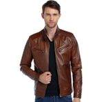 Deriburada Erkek Hakiki Deri Mont - Kahverengi - 3XL