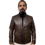 Deriburada Erkek Hakiki Deri Mont - Motorcu - Fındık - 3XL
