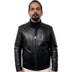 Deriburada Erkek Hakiki Deri Mont - Motorcu - Siyah - 3XL
