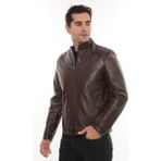 Deriburada Erkek Hakiki Deri Mont - Sade, Şık ve Klasik Basic Model - 2XL - Kahverengi - Fındık