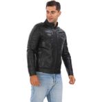 Deriburada Erkek Puntolu Hakiki Deri Mont - 302 - Siyah - 3XL