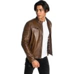Deriburada Erkek Spor Hakiki Deri Mont - Antik - 3XL - Antik Kahve