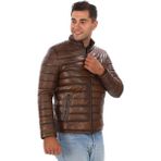 Deriburada Hakiki Deri Şişme Mont - 9 Renk Seçeneği - 4XL - Taba - Kahverengi