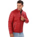 Deriburada Hakiki Deri Şişme Mont - 9 Renk Seçeneği - Kırmızı - 4XL