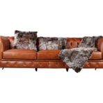Dericibey Kahverengi & Gri Toskana Koltuk Şal Takımı Şal 50 x 180 Cm, Yastık 50 x 50 Cm, Bel Yastığı 35 x 60 Cm - Krem - Kahverengi