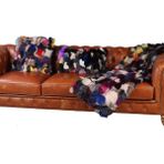 Dericibey Karışık Tilki Karın Altı Doğal Kürk Şal Takımı - 50 x 180 cm - Renkli