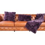 Dericibey Mor Tonları Rex Tavşan Doğal Kürk Şal Takımı - 50 x 180 cm