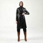 Dericlub 2099 Siyah Kadın Deri Trençkot - XS
