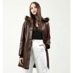 Dericlub Donna Deri Kadın Kaban - Camel - 3XL