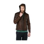 Dericlub E-1055/K Kapşonlu Gerçek Deri Erkek Mont - 6XL - Camel