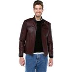 Dericlub E-502 Deri Erkek Mont XL Bordo Düz Desenli Yerli Üretim Kaliteli Ceket