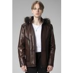 Dericlub E2218 Kapüşonlu Jumbo Gerçek Deri Erkek Kaban