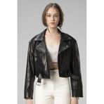 Dericlub H.quınn Crop Biker Kadın Deri Mont siyah
