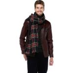 Dericlub Hector Erkek Hakiki Deri Spor Ceket Bordo - 7XL - Regular Fit