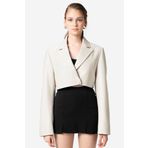 Dericlub Jasmine Kadın Crop Blazer Hakiki Deri Ceket Bej