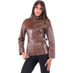 Dericlub K-827 Deri Kadın Kaban - Kahverengi - XL