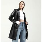 Dericlub Neri Deri Kadın Kaban - Siyah - 2XL