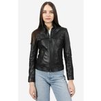 Dericlub Siena Kadın Slim Fit Hakiki Deri Mont Siyah