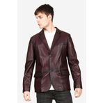 Dericlub Venedik Erkek Kruvaze Yaka Hakiki Deri Blazer Ceket Bordo