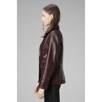 Dericlub WM011 Gerçek Deri Kadın Blazer Ceket - Bordo - S