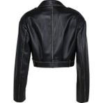 Dericlub WM022 Gerçek Deri Cropcut Biker Kadın Deri Mont - Siyah - Beyaz - XS