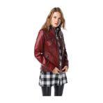 Dericlub YB-2043 Gerçek Deri Bordo Kadın Mont