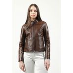 Dericlub YB-2085 Gerçek Deri Camel Antik Kadın Mont
