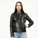 Dericlub YB-2085 Gerçek Deri Siyah Kadın Mont