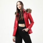 Dericlub YB-2096 Kırmızı Deri Kadın Kaban
