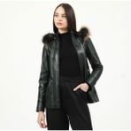 Dericlub YB-2096 Yeşil Deri Kadın Kaban