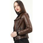 Dericlub YB-2120 Deri Kadın Mont - 6XL - Camel