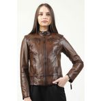 Dericlub YB-2143 Gerçek Deri Camel Antik Kadın Mont