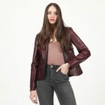 Dericlub YB-2157 Gerçek Deri Bordo Kadın Mont